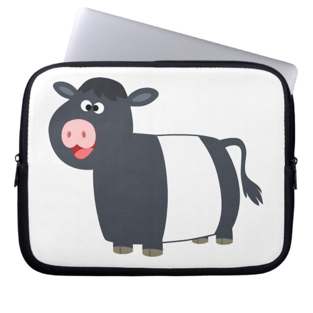 Happy Cartoon Galloway Cow Laptop Sleeve (Vorderseite)