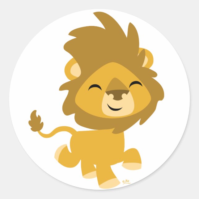 Happy Cartoon Lion autocollant rond (Devant)