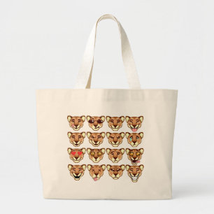 Happy Cartoon Lioness Emoticons Bag Jumbo Stoffbeutel