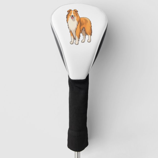Happy Cartoon Rough Collie Golf Headcover (Vorderseite)