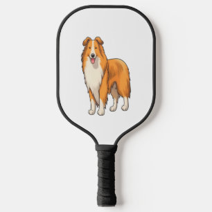 Happy Cartoon Rough Collie Pickleball Schläger