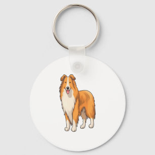 Happy Cartoon Rough Collie Schlüsselanhänger