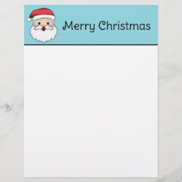 Happy Cartoon Santa Claus Kopf auf blau und Text Briefbogen