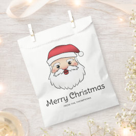 Happy Cartoon Santa Claus Kopf auf blau und Text Geschenktütchen