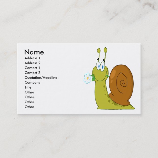 Happy Cartoon Schnecke mit Blume Visitenkarte (Vorderseite)