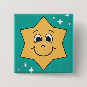 Happy Cartoon Stern Gesicht Lächeln, Weihnachten D Button