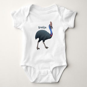 Happy Cassowary Vogel Cartoon Illustration Baby Strampler