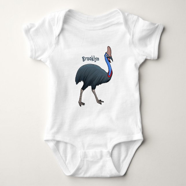 Happy Cassowary Vogel Cartoon Illustration Baby Strampler (Vorderseite)