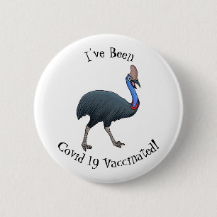 Happy Cassowary Vogel Cartoon Illustration Button