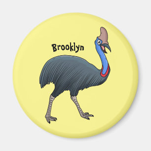 Happy Cassowary Vogel Cartoon Illustration Magnet