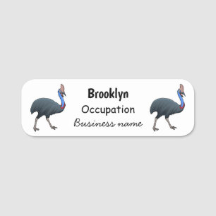 Happy Cassowary Vogel Cartoon Illustration Namensschild