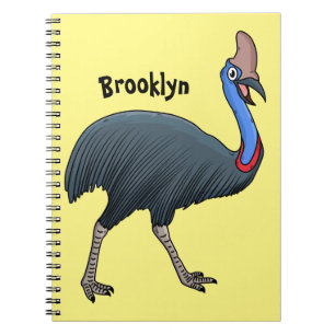 Happy Cassowary Vogel Cartoon Illustration Notizblock