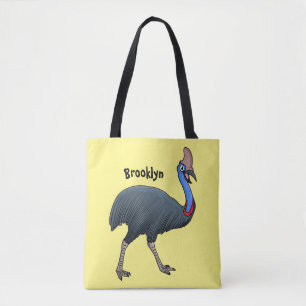 Happy Cassowary Vogel Cartoon Illustration Tasche
