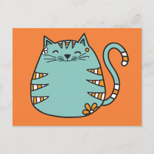 Happy Cat Custom Color Postcard Postkarte