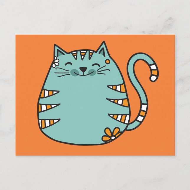Happy Cat Custom Color Postcard Postkarte (Vorderseite)
