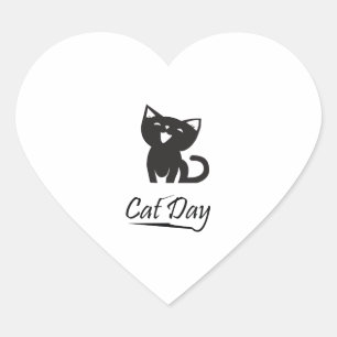 Happy Cat Day Herz-Aufkleber