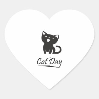 Happy Cat Day Herz-Aufkleber