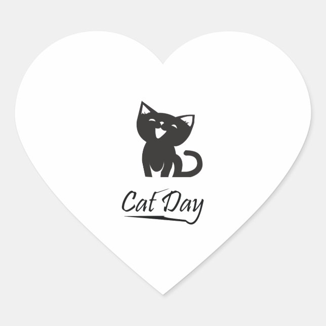 Happy Cat Day Herz-Aufkleber (Vorderseite)