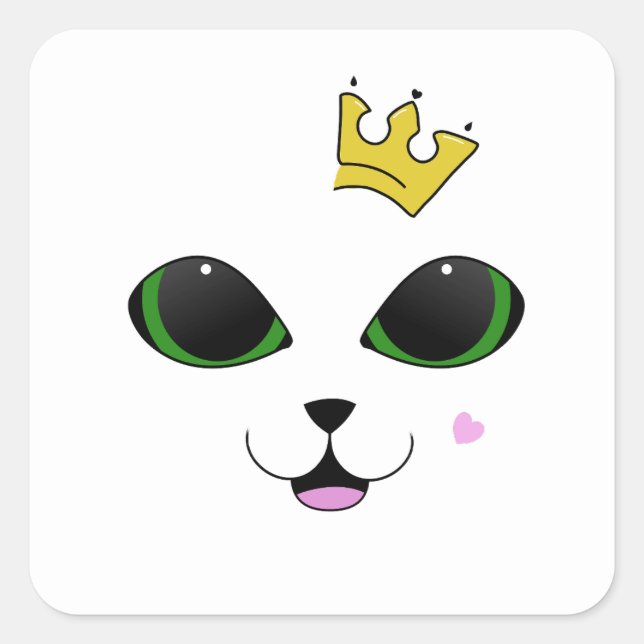 Happy Cat Face Square Sticker (Vorderseite)