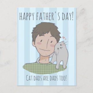 Happy Cat Father's Day Gift Daddy Postcard Postkarte