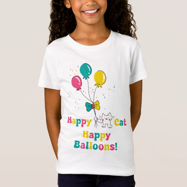 Happy Cat, Happy Balloons 🎈 🐱 T-Shirt (Vorderseite)