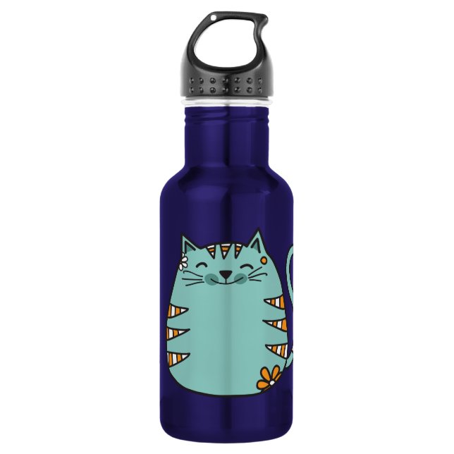 Happy Cat individuelle Name Wasserflaschen Edelstahlflasche (Vorderseite)