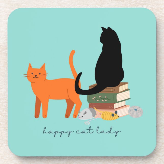 Happy Cat Lady Getränkeuntersetzer (Vorderseite)