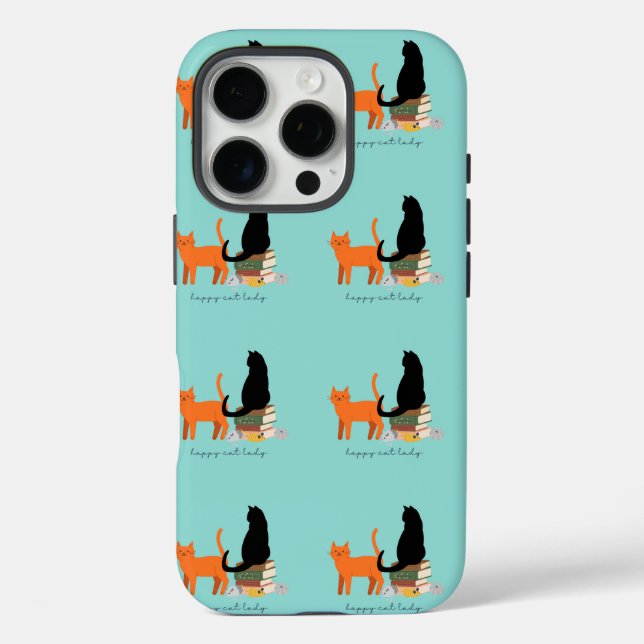 Happy Cat Lady iPhone 16 Pro Hülle (Rückseite)