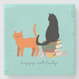 Happy Cat Lady Steinuntersetzer