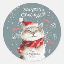 Happy Cat Meow Weihnachtsaufkleber