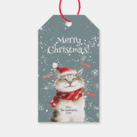 Happy Cat Merry Christmas Geschenk Tag