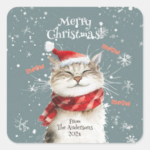 Happy Cat Merry Christmas Sticker