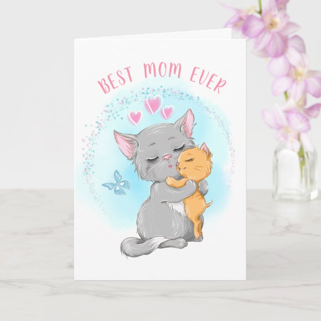 Happy Cat Mutter Postkarte Bestes Mama Geschenk Mu (Orchidee)