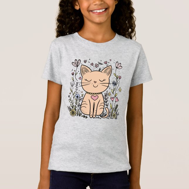 Happy Cat | Niedlicher Cartoon Cat T - Shirt (Vorderseite)