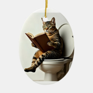 Happy Cat: Niedliches Kitten-Design für Katzen-Lie Keramik Ornament