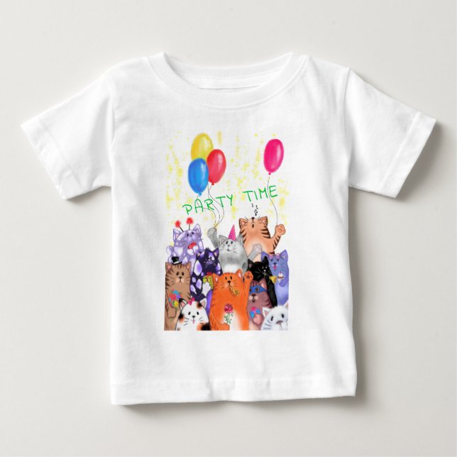 Happy Cat Party Baby T - Shirt (Vorderseite)