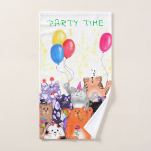 Happy Cat Party Cartoon Zeichnend - Niedliche Funn Badhandtuch Set