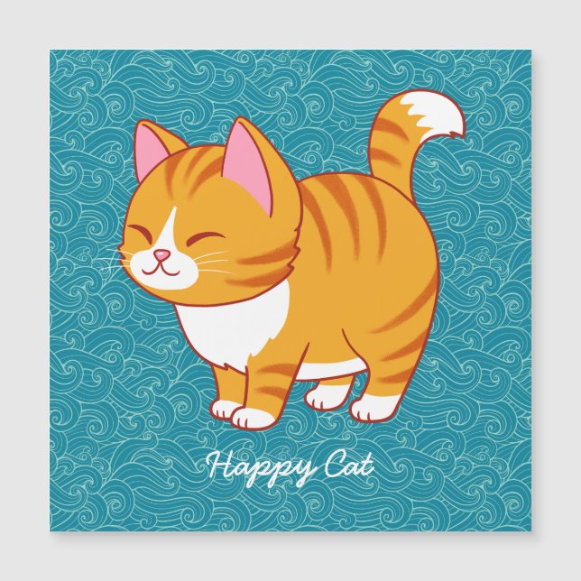 Happy Cat Personalisiert Magneteinladung (Vorderseite)