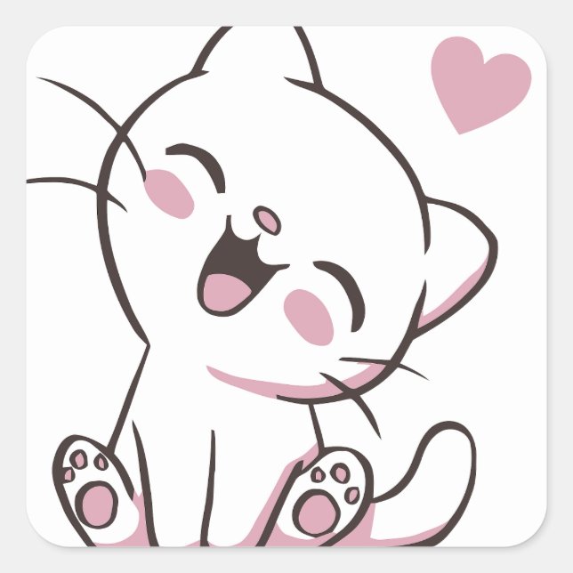 Happy Cat Quadratischer Aufkleber (Vorderseite)