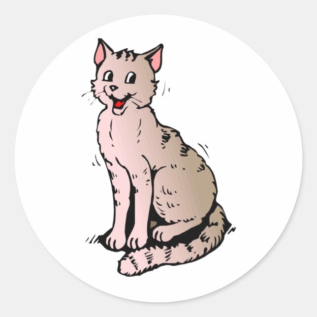 Happy Cat Runder Aufkleber (Vorderseite)