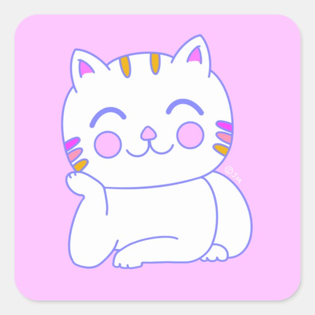 Happy Cat Square Stickers (Vorderseite)