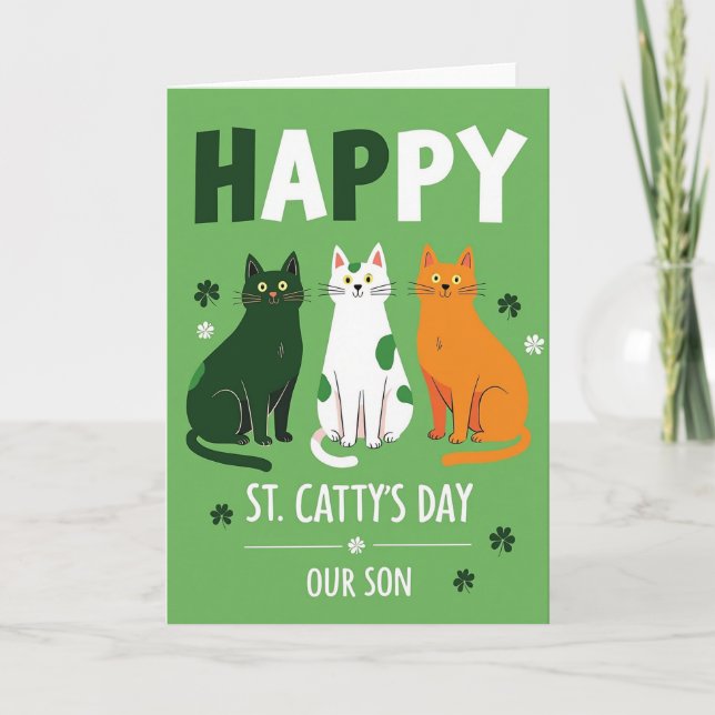 Happy Cat St Cattys Day Son Card Karte (Vorderseite)
