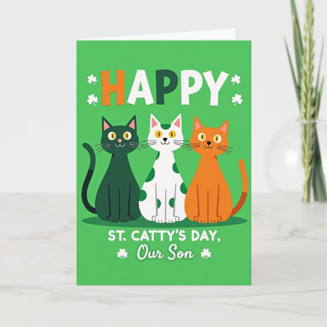 Happy Cat St Pattys Day Son Card Karte (Vorderseite)