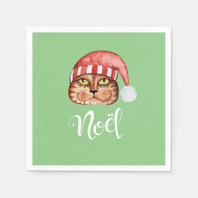 Happy Cat Weihnachten Holiday Serviette (Vorderseite)