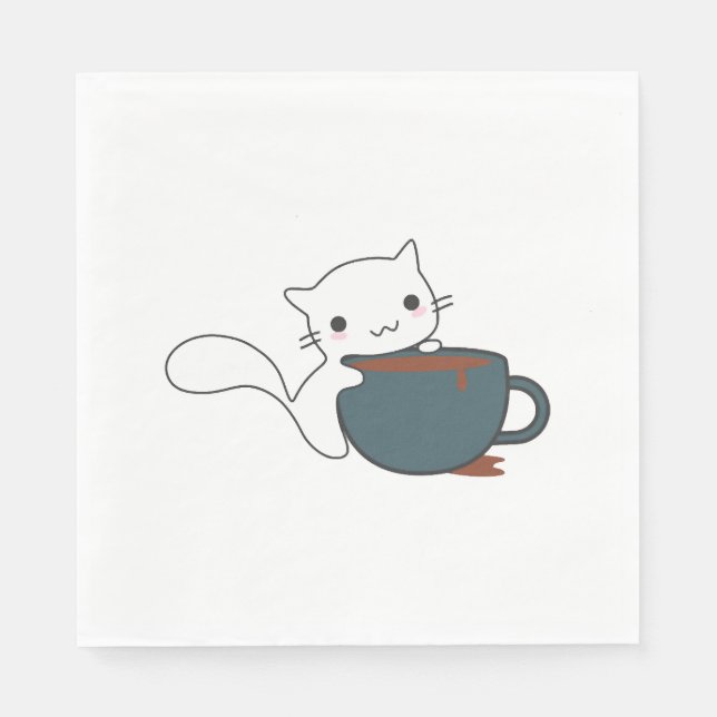Happy Cat with Coffee Serviette (Vorderseite)