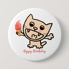 Happy Cat with Ice Cream Button