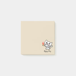 Happy Cat with Ice Cream Post-it Klebezettel