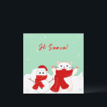 Happy Cat with Snowman | Niedliche Weihnachtskarte Feiertagskarte<br><div class="desc">Happy Cat With Snowman - eine niedliche Weihnachtsflachkarte für Sie. Sie können den Text ändern,  indem Sie auf den Knopf "Personalisieren" klicken. Je nach Bedarf können Sie diese Karte digital verwenden,  ausdrucken oder beide Methoden anwenden. Guten Tag,  mein Freund!</div>