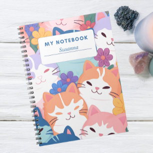 Happy Cats and Blume Notebook Cover Notizblock