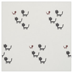 Happy Cats Lyhography Design Fabric Stoff